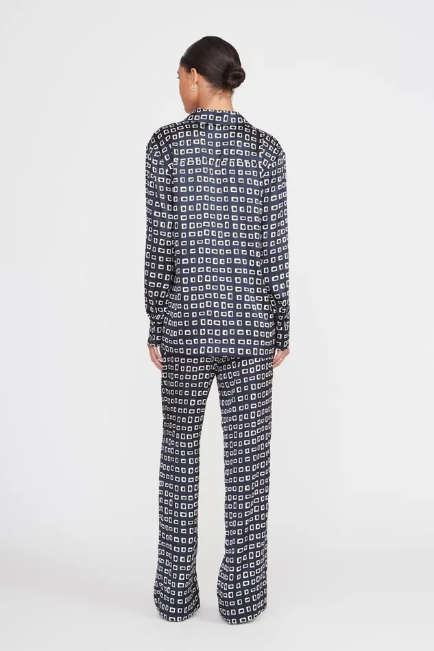 Women STAUD Tops MARTHA TUNIC NAVY GEOSCAPE DOG CHECK