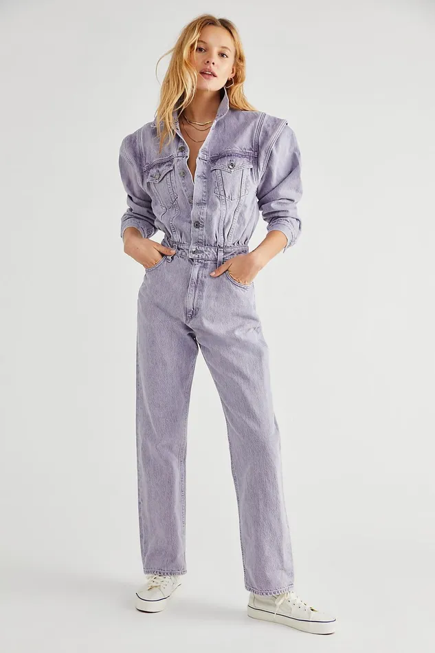 Women StraightLeg Jeans Free People AGOLDE Reyna Jumpsuit Ashberry