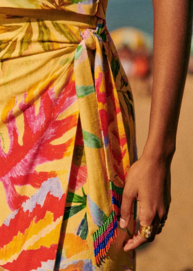 Women Summer Forest Yellow Bia Midi Skirt Summer Forest Yellow FARM Rio Skirts