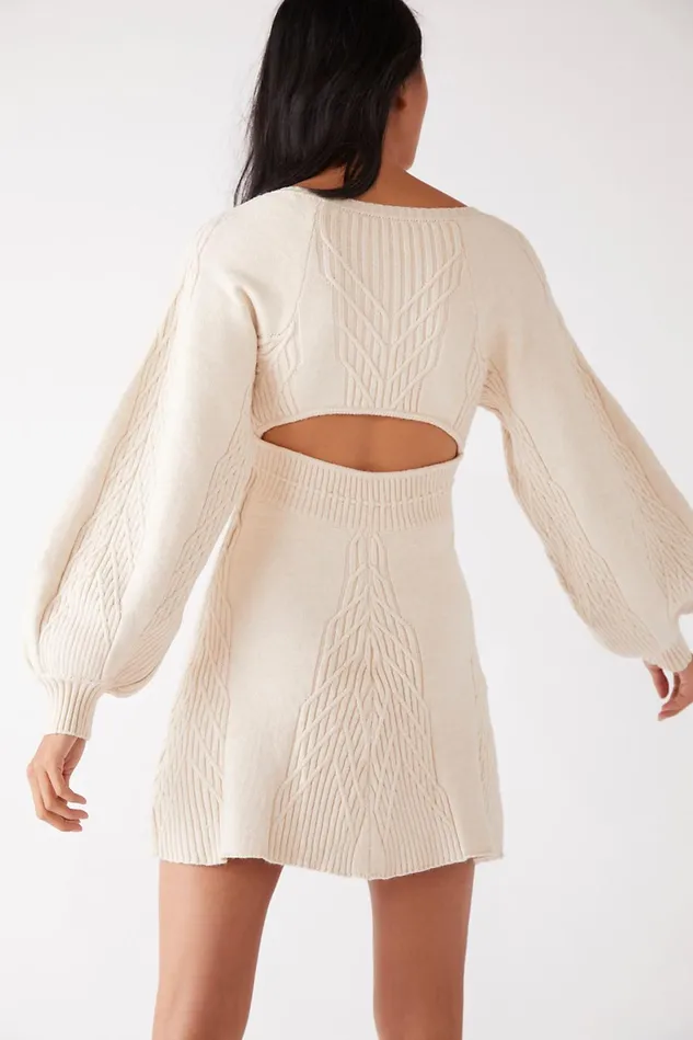 Women Sweater Dresses Free People Emmaline Mini Dress Evening Cream