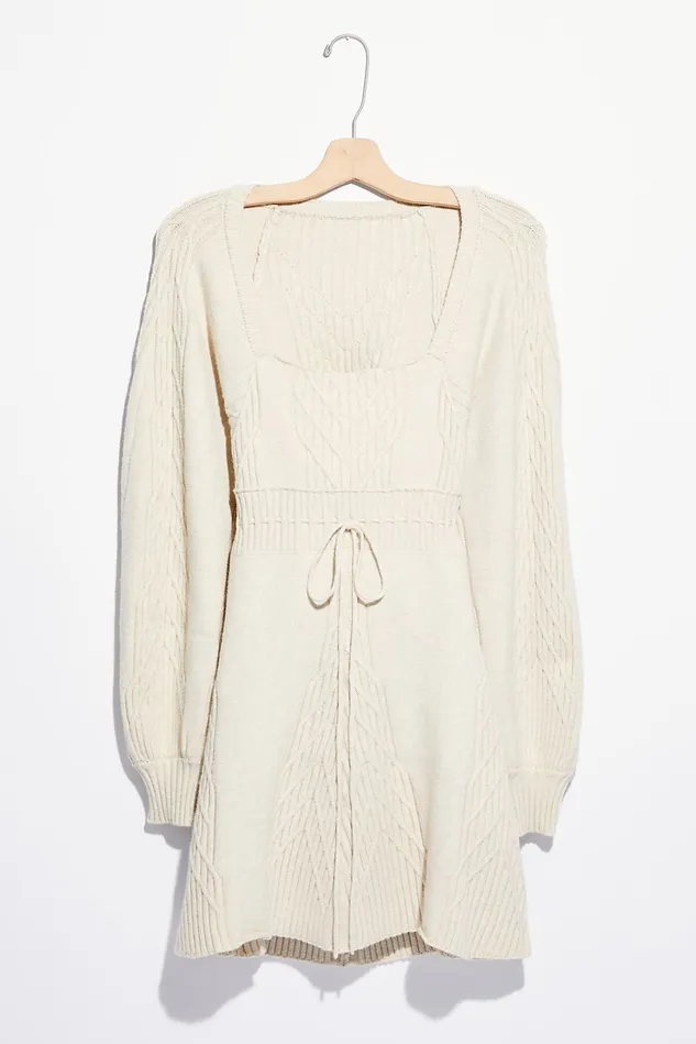 Women Sweater Dresses Free People Emmaline Mini Dress Evening Cream
