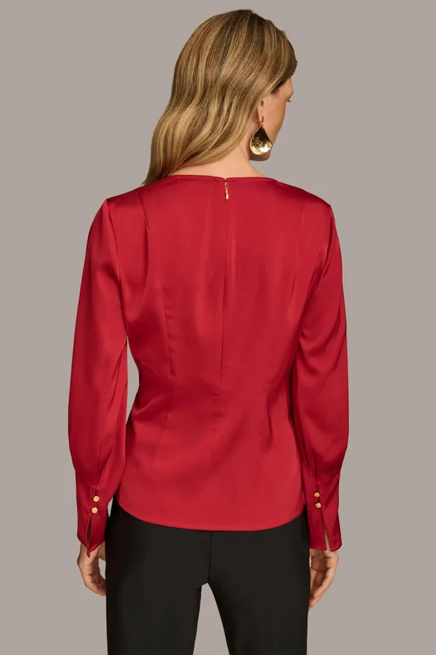 Women Sweaters And Tops Donna Karan COWL NECK TOP Metropolitan Red