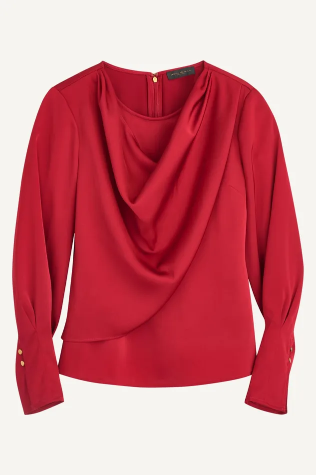 Women Sweaters And Tops Donna Karan COWL NECK TOP Metropolitan Red