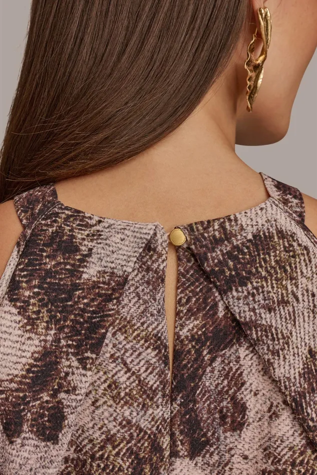Women Sweaters And Tops Donna Karan PRINTED COLD SHOULDER TOP Blackmulti