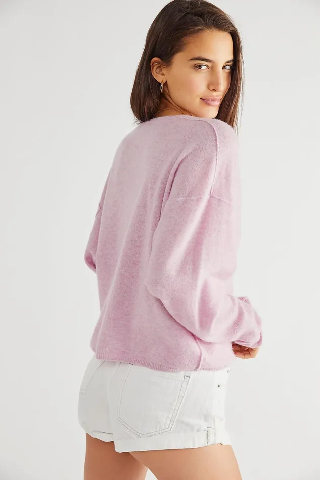 Women Sweaters Free People Solitaire Cashmere V Purple Crystal