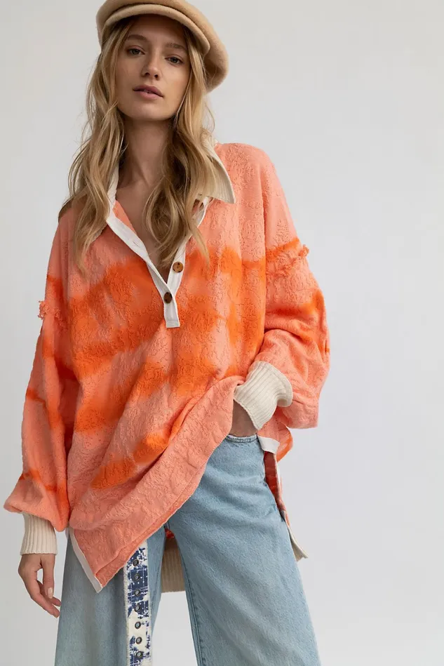 Women Sweaters Free People Sunrise Polo Tropical Sunset Combo