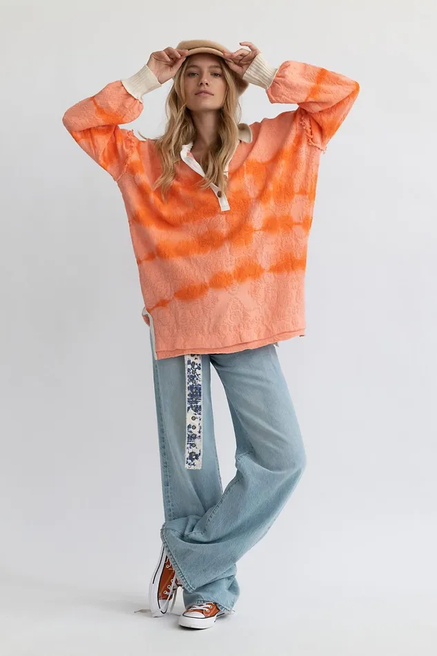 Women Sweaters Free People Sunrise Polo Tropical Sunset Combo