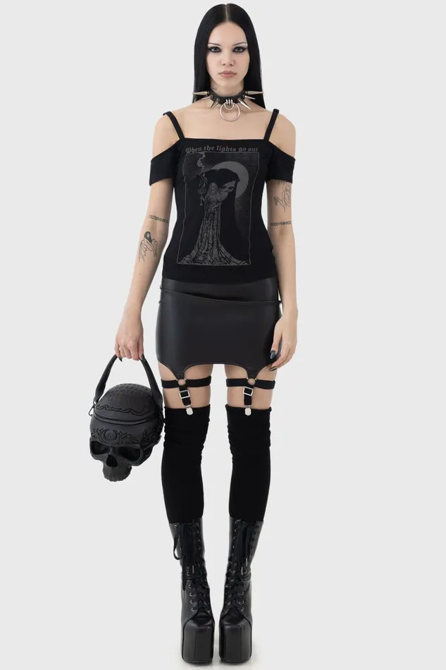Women TShirts and Vests Killstar Lights Out Top