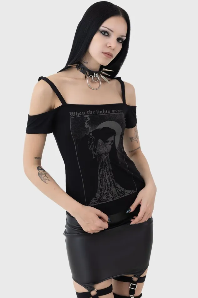 Women TShirts and Vests Killstar Lights Out Top