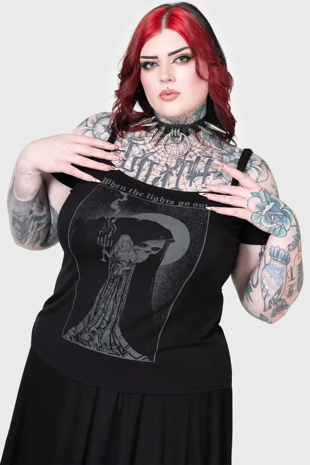 Women TShirts and Vests Killstar Lights Out Top