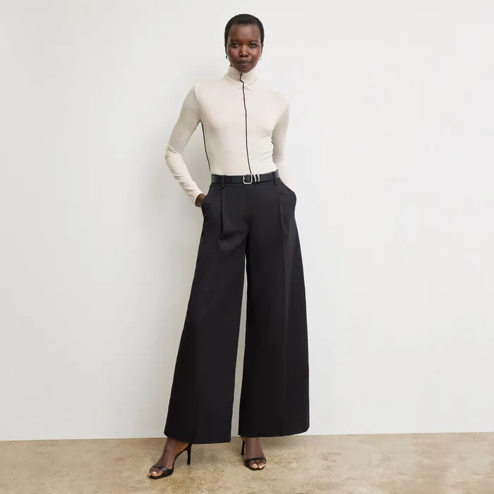Women The Natasha Contrast Turtleneck 8211 Cloud Jersey Ivory Tops M M LaFleur