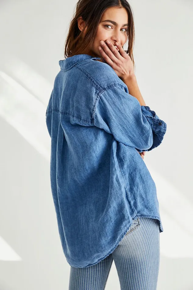 Women Tops Free People Indigo Boxy Top Bleach