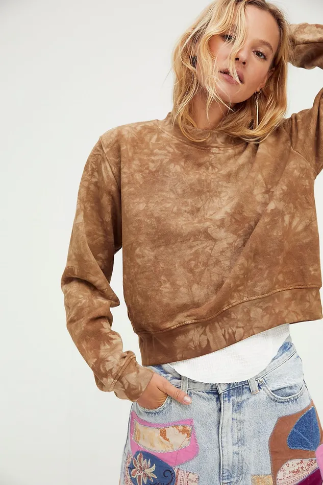 Women Tops Free People Milan Sweatshirt Java Crystal