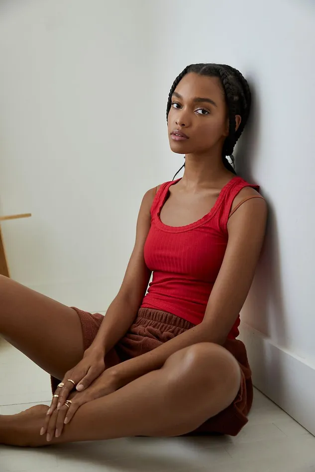 Women Tops Free People Raw Edge Tank Bright Red