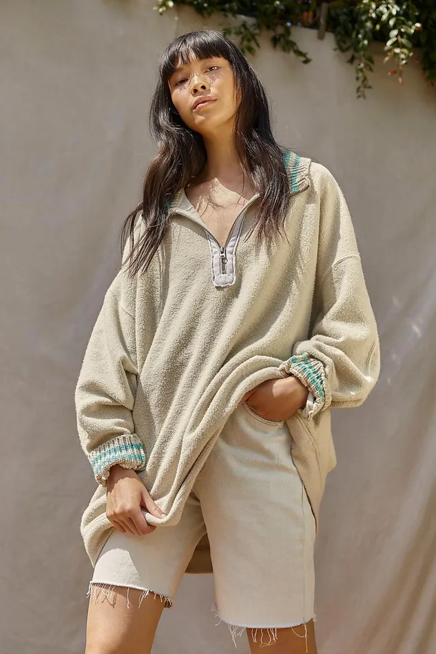 Women Tops Free People Sun Vibes Pullover Thistle Seed