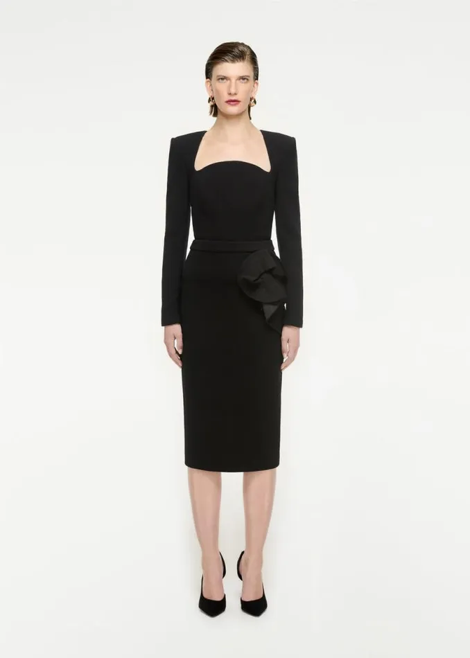 Women Tops Roland Mouret Long Sleeve Wool Crepe Top