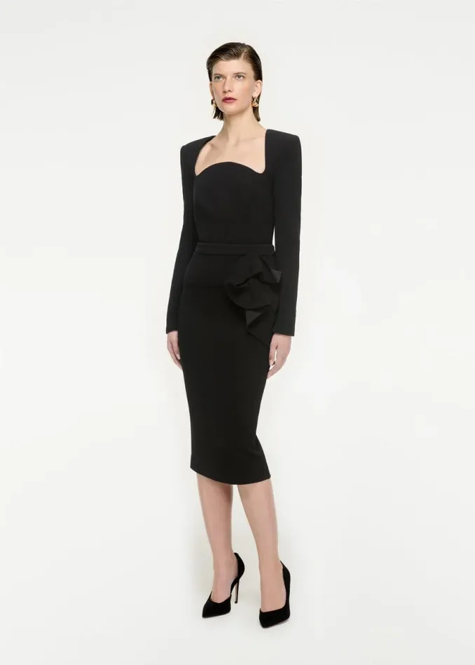 Women Tops Roland Mouret Long Sleeve Wool Crepe Top