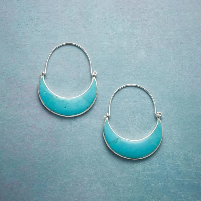 Women Turquoise Moon Earrings Sundance Catalog Earrings