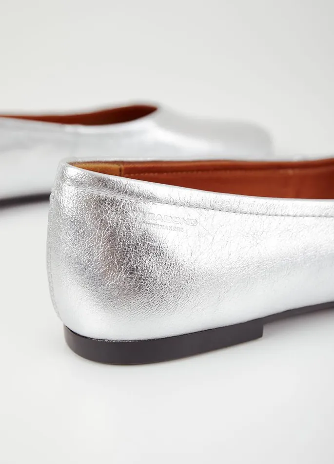 Women Vagabond Ballet Flats JOLIN SHOES Silver Metallic Leather