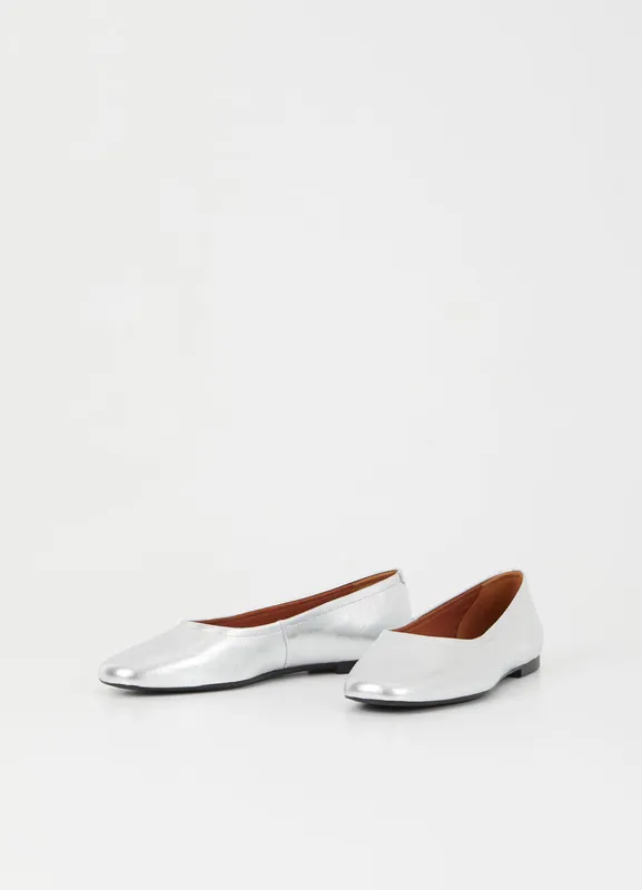 Women Vagabond Ballet Flats JOLIN SHOES Silver Metallic Leather