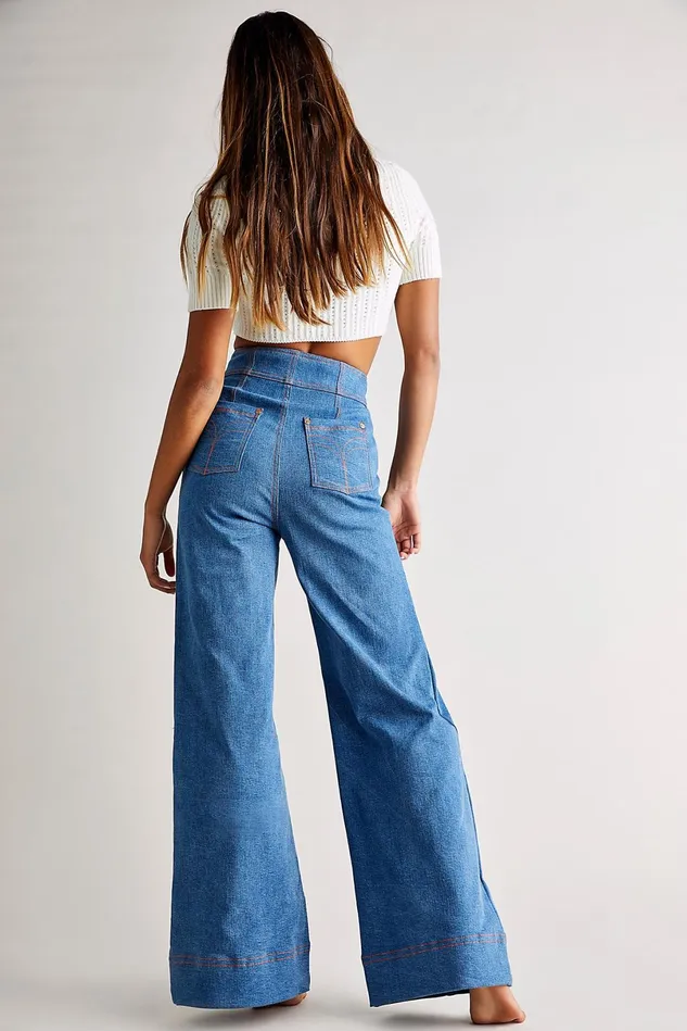 Women WideLeg Jeans Free People Winona Pants Vintage Denim