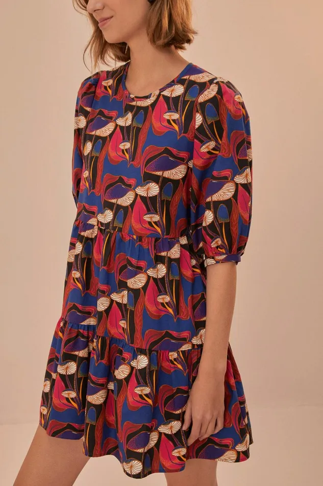 Women Wild Mushrooms Black Puff Sleeve Mini Dress Wild Mushrooms Black FARM Rio Mini Dresses