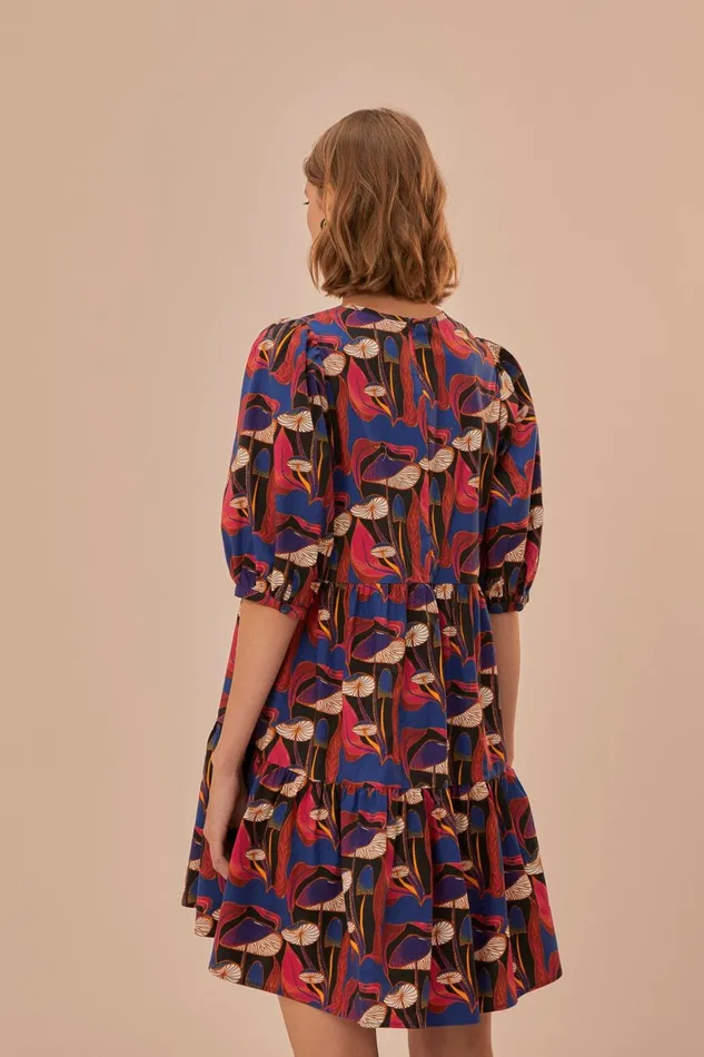 Women Wild Mushrooms Black Puff Sleeve Mini Dress Wild Mushrooms Black FARM Rio Mini Dresses