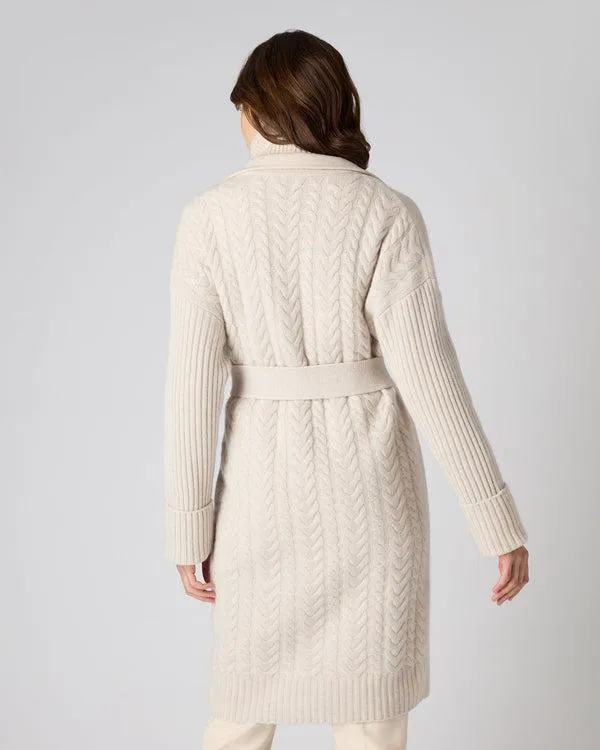 Women Women039s Cable Back Cashmere Coat PREORDERIn Ecru White Ecru White NPeal Coats and Jackets