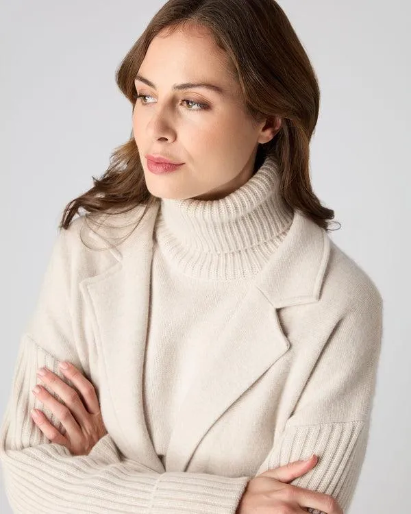 Women Women039s Cable Back Cashmere Coat PREORDERIn Ecru White Ecru White NPeal Coats and Jackets