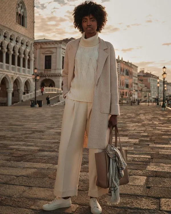 Women Women039s Cable Back Cashmere Coat PREORDERIn Ecru White Ecru White NPeal Coats and Jackets