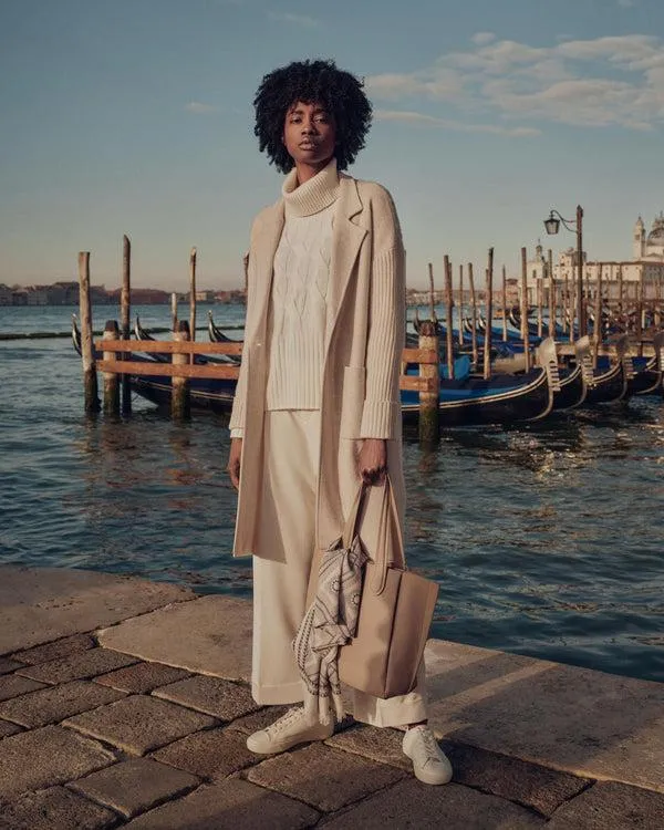 Women Women039s Cable Back Cashmere Coat PREORDERIn Ecru White Ecru White NPeal Coats and Jackets