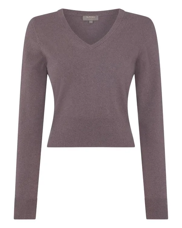Women Women039s Crop V Neck Cashmere SweaterIn Grape Purple Grape Purple NPeal V Necks