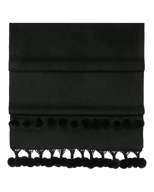 Women Women039s Fur Bobble Woven ShawlIn Black Black NPeal Pashminas Wraps and Shawls