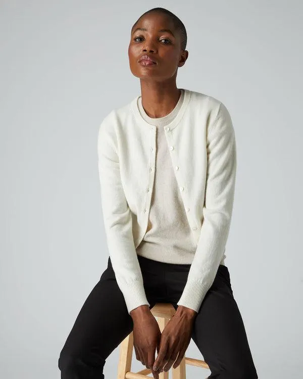 Women Women039s Long Sleeve Cropped Cashmere CardiganIn New Ivory White New Ivory White NPeal Cardigans