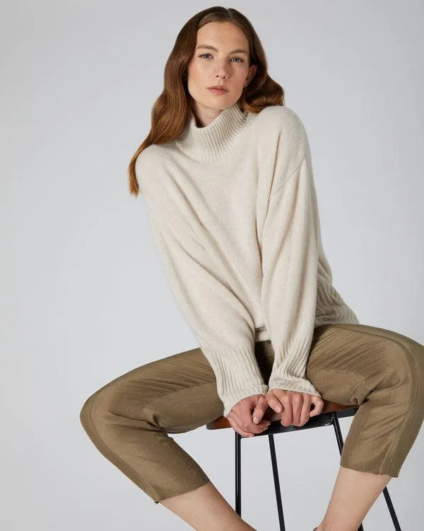 Women Women039s Mock Neck Curved Hem Cashmere SweaterIn Ecru White Ecru White NPeal Turtle Necks Women Women039s Mock Neck Curved Hem Cashmere SweaterIn Ecru White Ecru White NPeal Turtle Necks