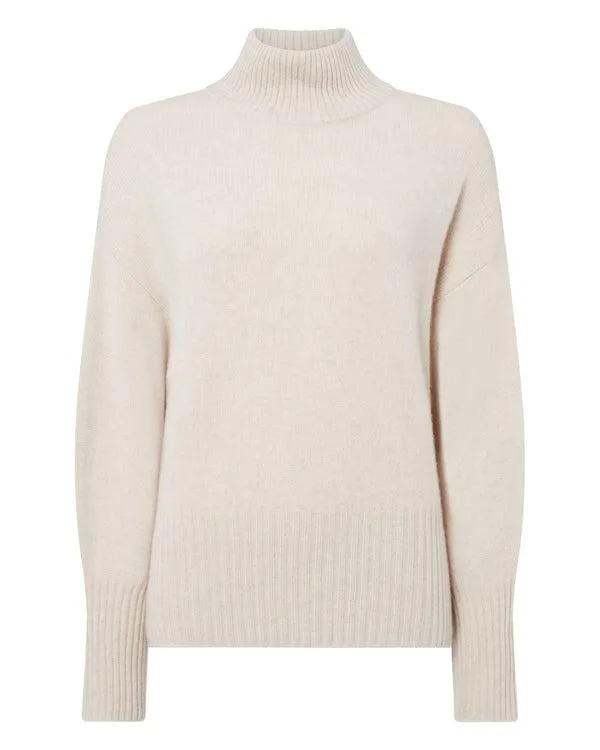 Women Women039s Mock Neck Curved Hem Cashmere SweaterIn Ecru White Ecru White NPeal Turtle Necks