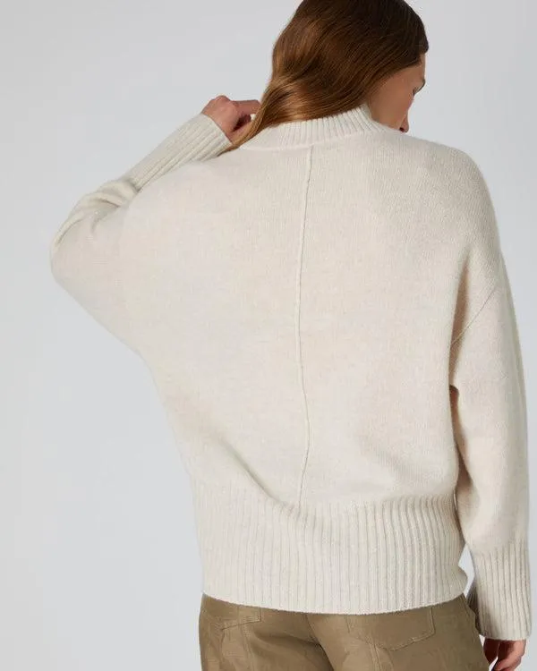 Women Women039s Mock Neck Curved Hem Cashmere SweaterIn Ecru White Ecru White NPeal Turtle Necks