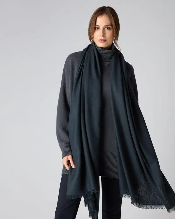 Women Women039s Pashmina Cashmere ShawlIn Grigio Blue Grigio Blue NPeal Pashminas Wraps and Shawls