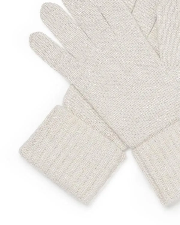 Women Women039s Ribbed Cashmere Gloves With LurexIn Ecru White Sparkle Ecru White Sparkle NPeal Gloves