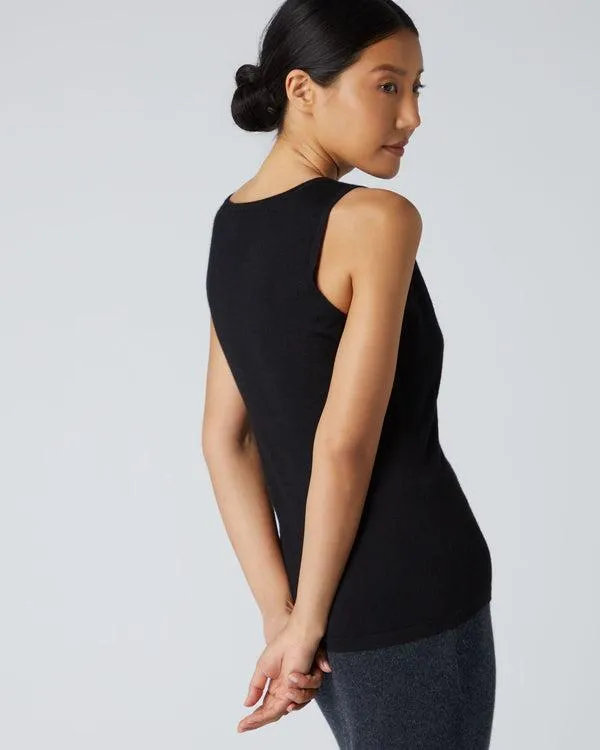 Women Women039s Superfine Cashmere Shell TopIn Black Black NPeal Tops and Tshirts