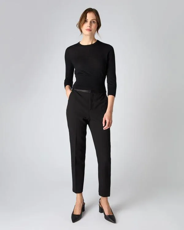 Women Women039s Superfine Crop Cashmere SweaterIn Black Black NPeal Round Necks