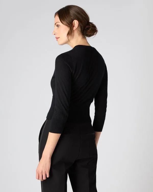 Women Women039s Superfine Crop Cashmere SweaterIn Black Black NPeal Round Necks