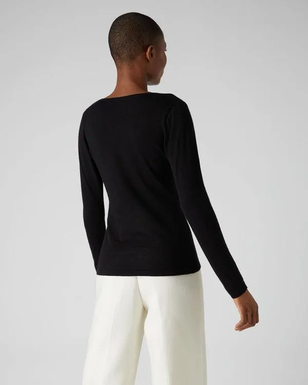 Women Women039s Superfine V Neck Cashmere SweaterIn Black Black NPeal Tops and Tshirts
