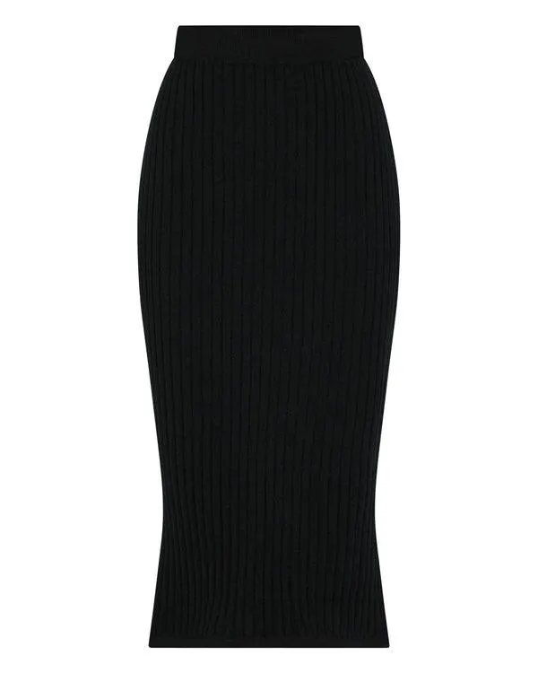 Women Women039s Wide Rib Fitted Cashmere SkirtIn Black Black NPeal Dresses and Skirts