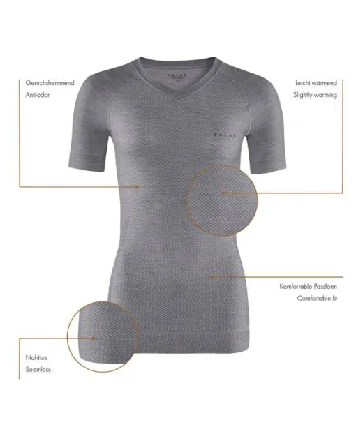 Women Women TShirt WoolTech Light Black FALKE Short Sleeve Shirts