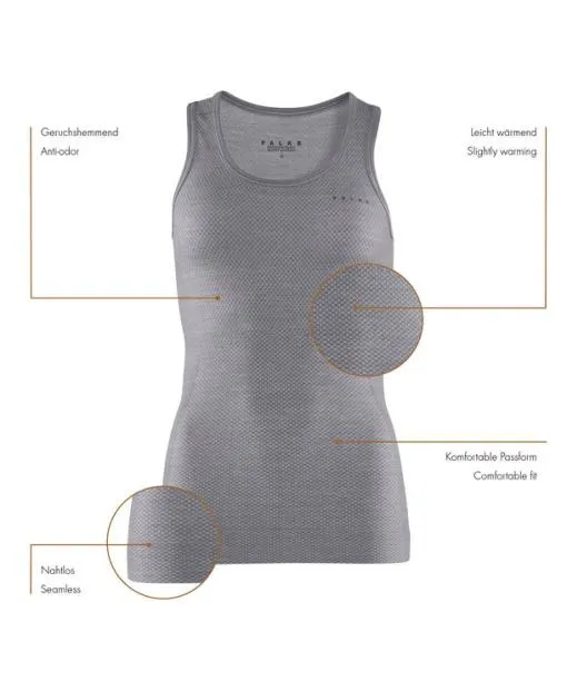 Women Women Tanktop WoolTech Light Grey FALKE Short Sleeve Shirts