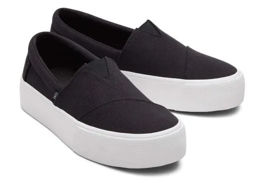 Women WomenFenix Platform Black Canvas Slip On Sneaker Black Canvas TOMS Platforms