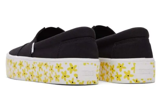 Women WomenFenix Platform Black Daisies TOMS Slip Ons