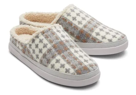 Women WomenSage Grey Plaid Faux Shearling Slipper Shadow TOMS Slippers