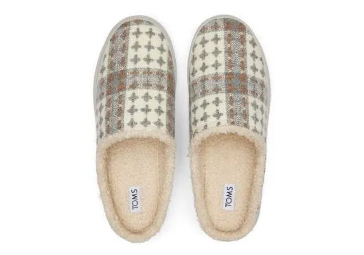 Women WomenSage Grey Plaid Faux Shearling Slipper Shadow TOMS Slippers